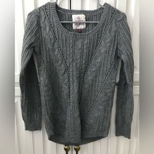 SO Gray Cable-Knit Fitted Pullover Sweater